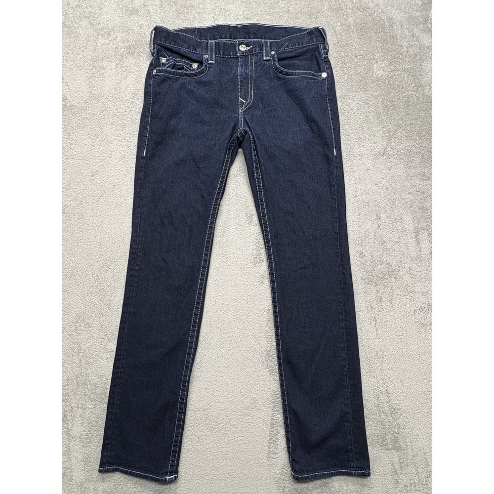 True Religion Jeans Mens Measured 37x33 Blue Slim No Flap SN 2S Body Rinse